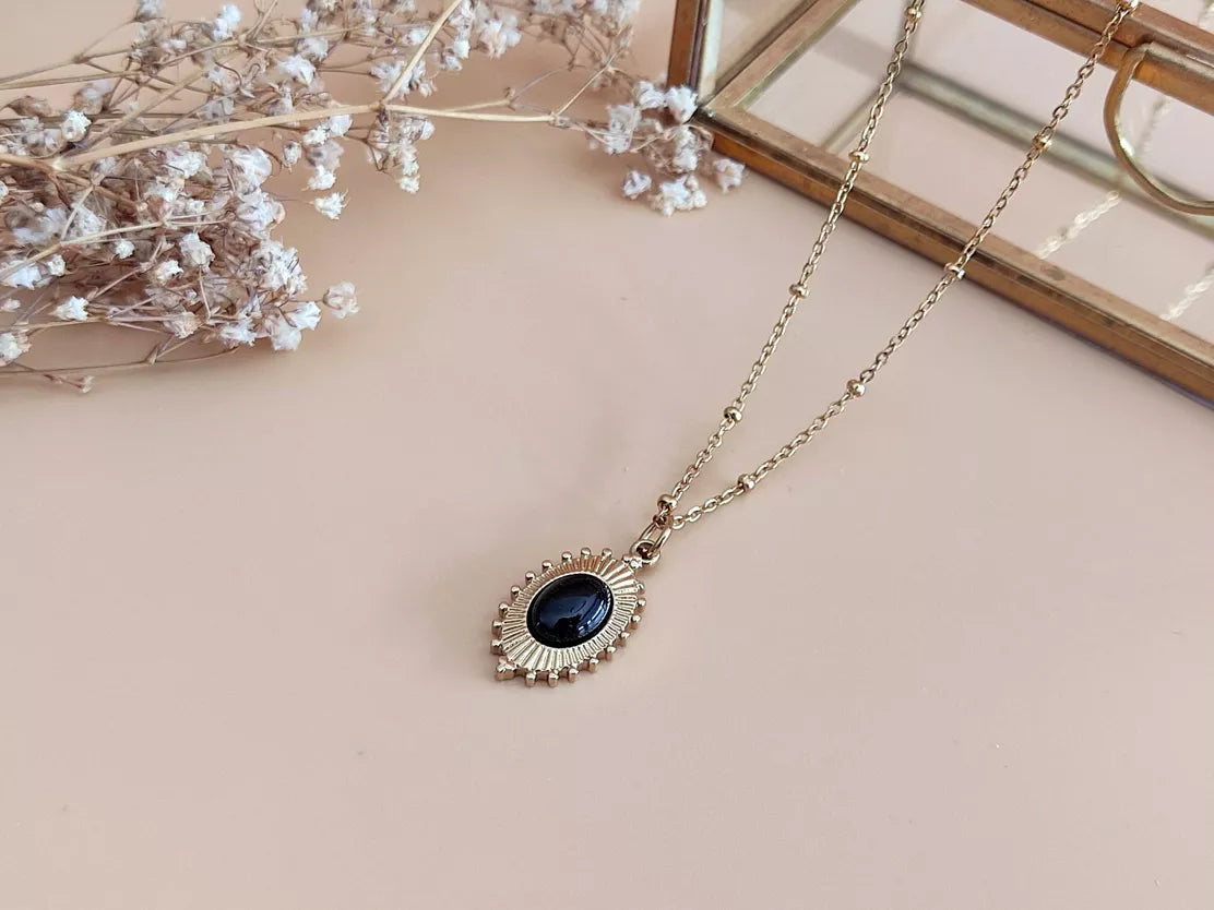 Collier La passionnée agate noir