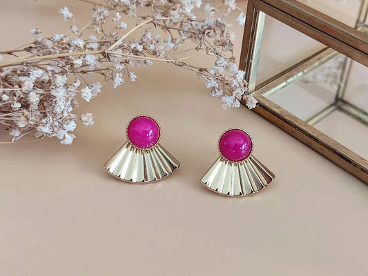 Boucles d’oreilles 3 en 1 La Mystérieuse Agate Fuchsia