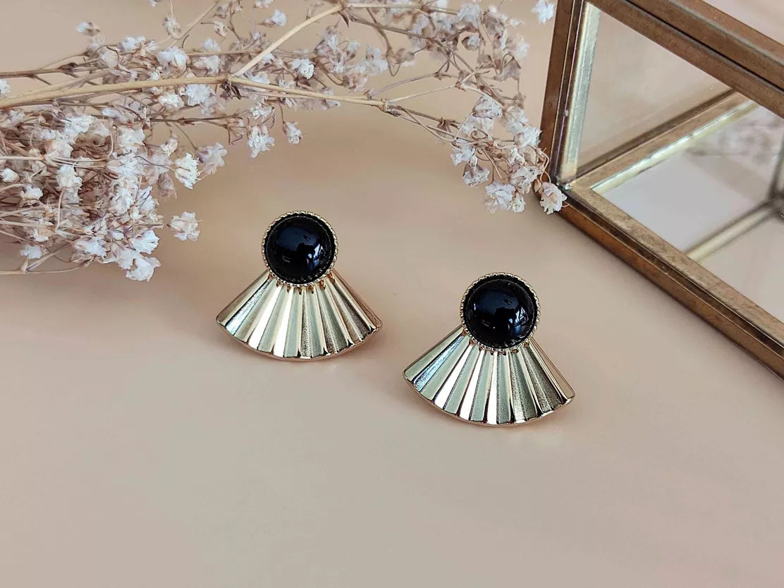 Boucles d’oreilles 3 en 1 La Mystérieuse Agate Noir