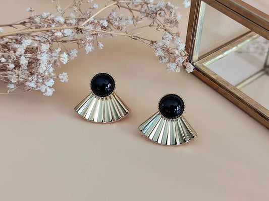 Boucles d’oreilles 3 en 1 La Mystérieuse Agate Noir