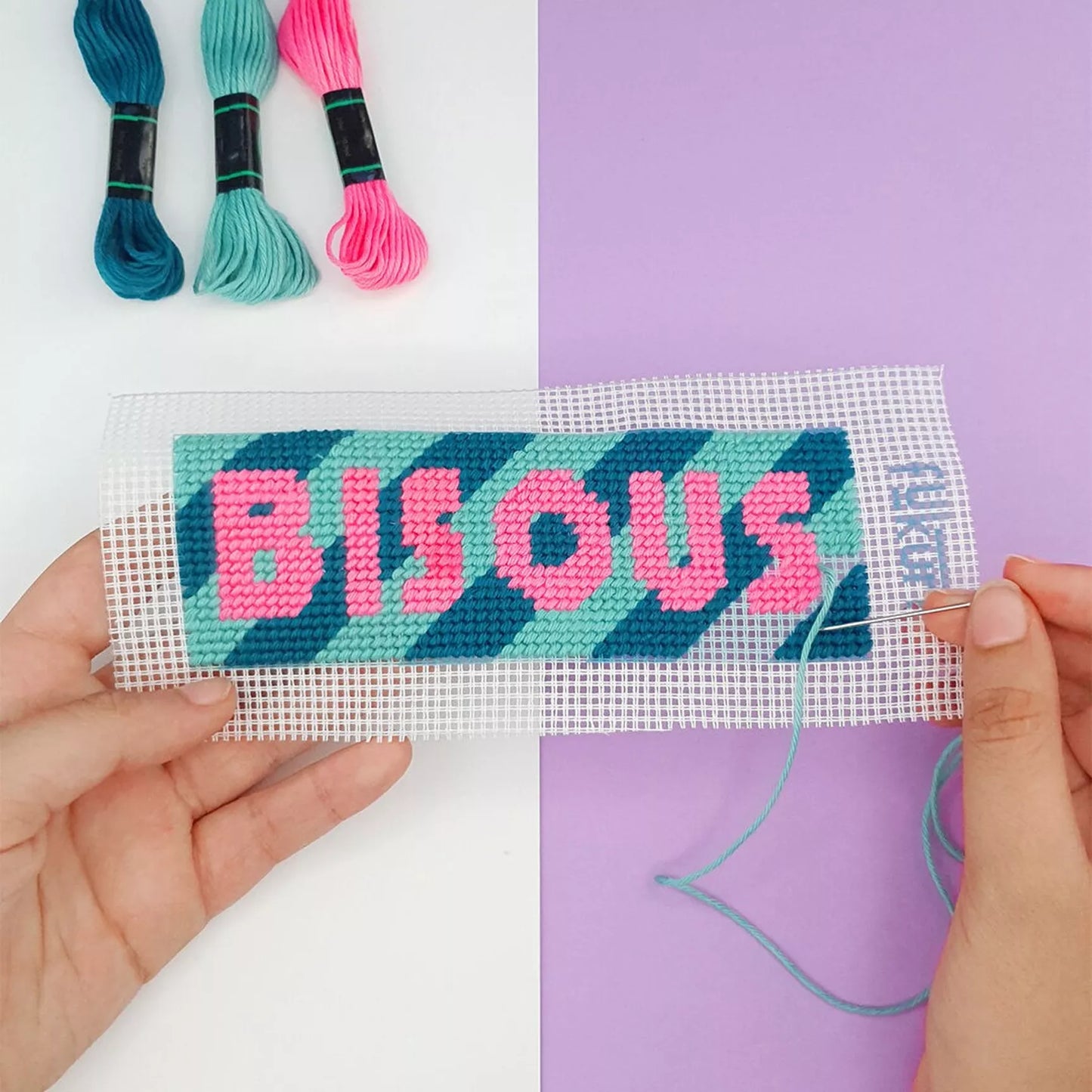 Kit de canevas marque-pages Bisous