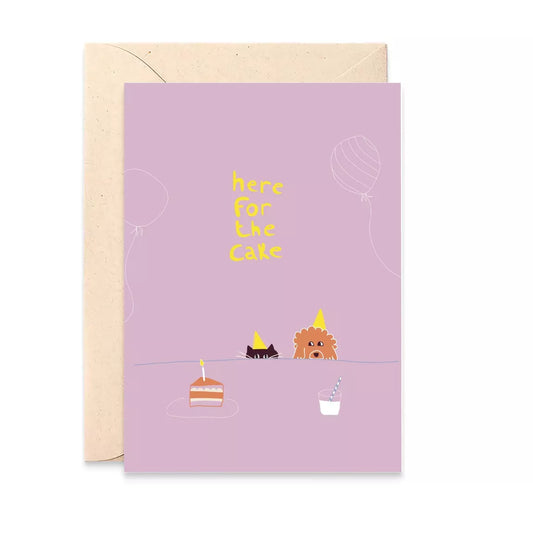 Carte double avec enveloppe - Here for the cake