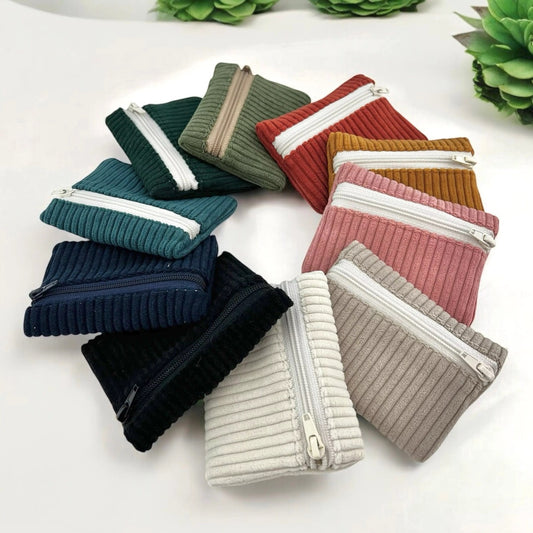 Porte monnaie en velours côtelé (coloris au choix)