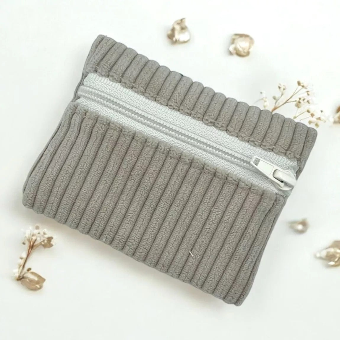 Porte monnaie en velours côtelé (coloris au choix)