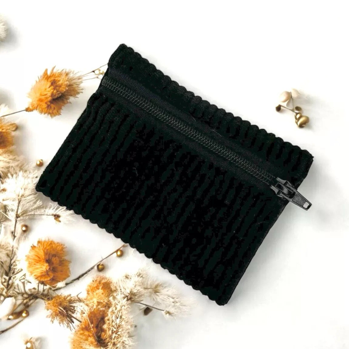 Porte monnaie en velours côtelé (coloris au choix)