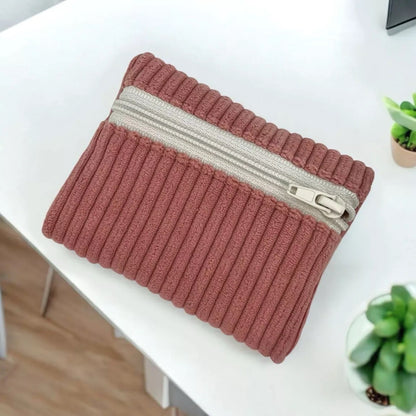 Porte monnaie en velours côtelé (coloris au choix)