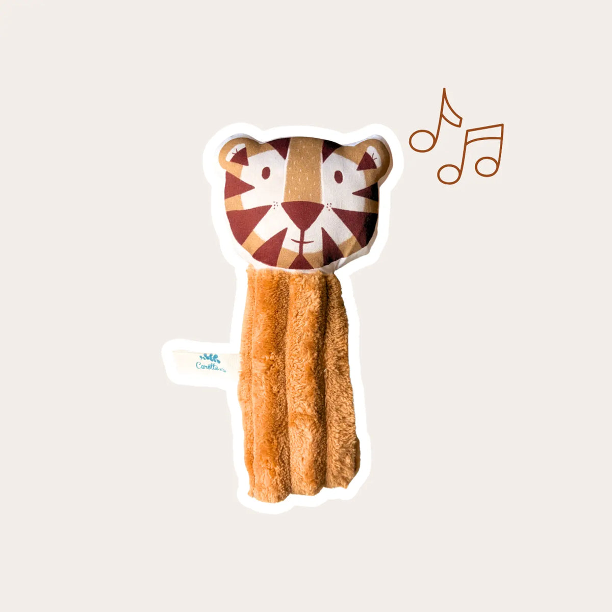 Hochet Tigre velours camel