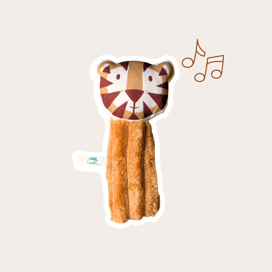 Hochet Tigre velours camel