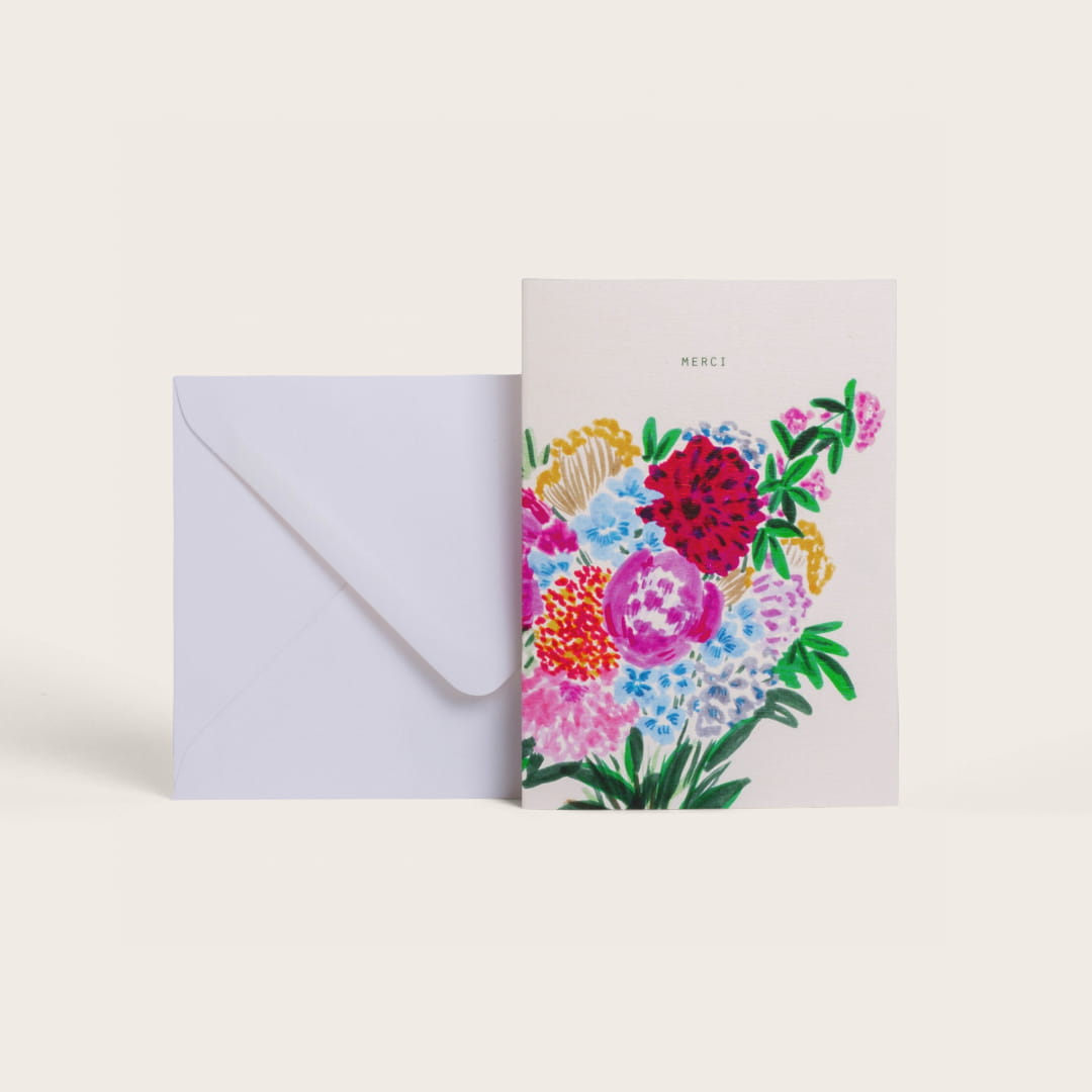Carte double avec enveloppe - Le bouquet "Merci"