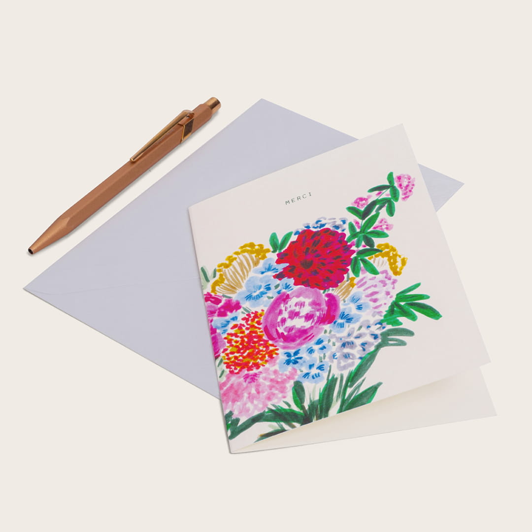 Carte double avec enveloppe - Le bouquet "Merci"