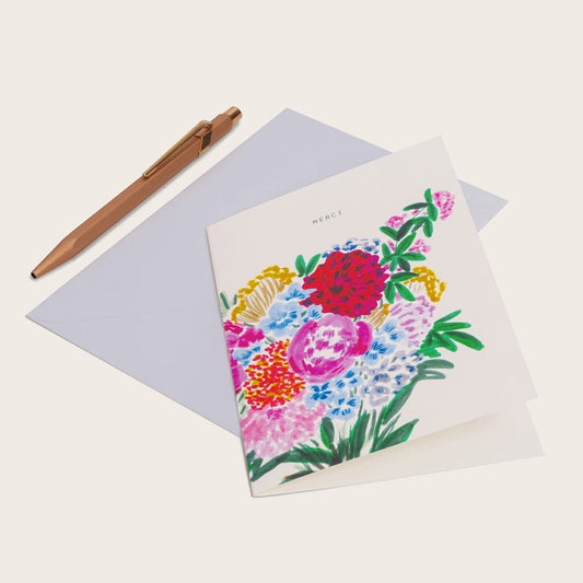 Carte double avec enveloppe - Le bouquet "Merci"