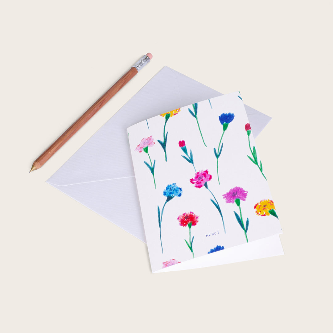 Carte double avec enveloppe - Fiore "Merci"