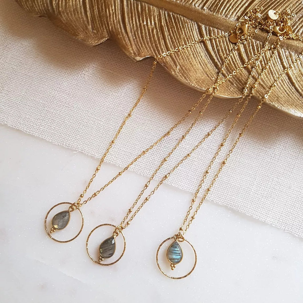 Collier Clémentine avec pierre semi-précieuse (au choix)