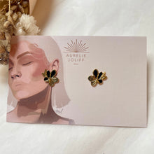 Charger l&#39;image dans la galerie, Boucles d&#39;oreilles Nymphéa noir
