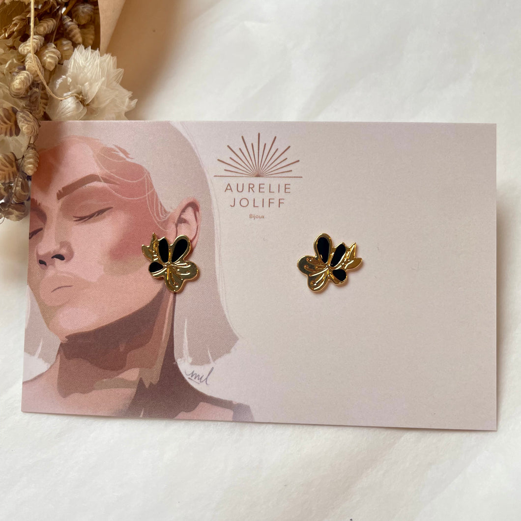 Boucles d'oreilles Nymphéa noir
