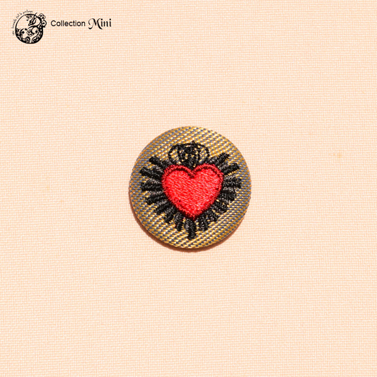 Broche Mini cœur doré et rouge