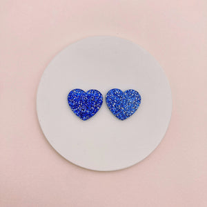 Boucles d’oreilles puces Coeur - Bleu