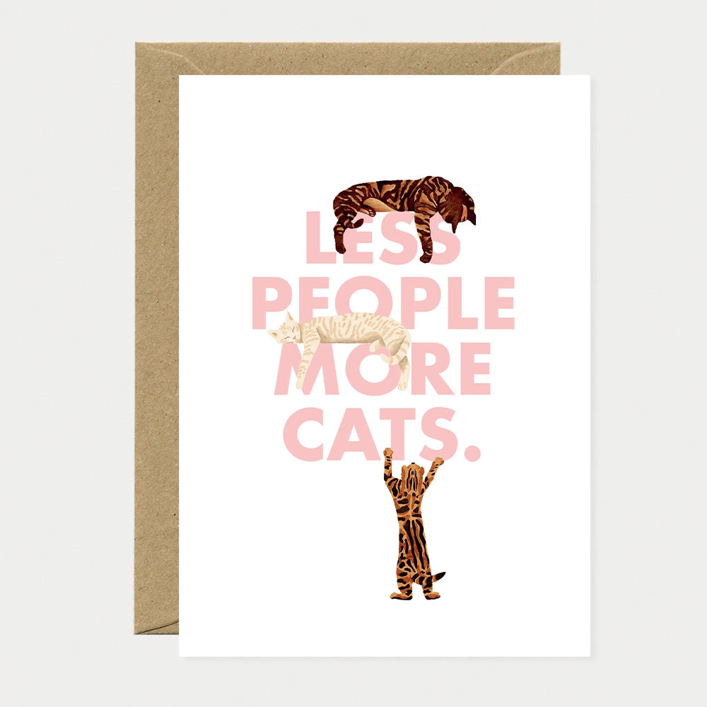 Carte double avec enveloppe - Less people more cats