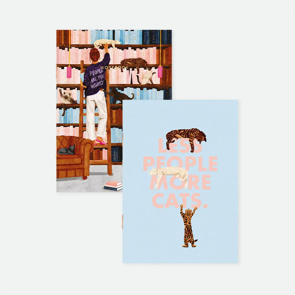 Duo carnets Less people more cats