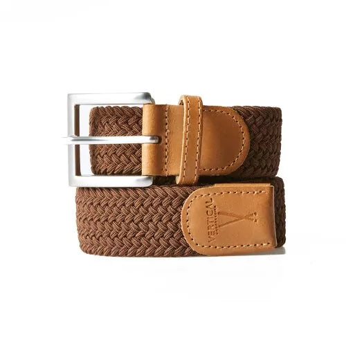 Ceinture tressée élastique châtaigne