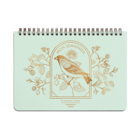 Semainier Moineau vert d’eau