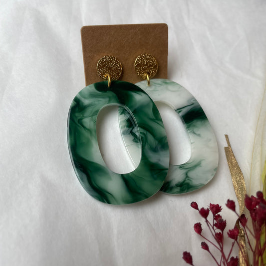 Boucles d’oreilles Alba vert et blanc