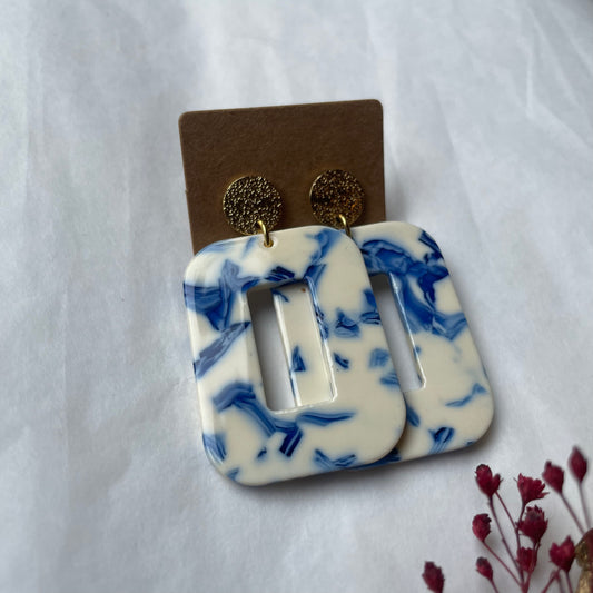 Boucles d’oreilles Carla bleu et blanc