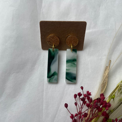 Boucles d’oreilles Charlie vertes et blanches