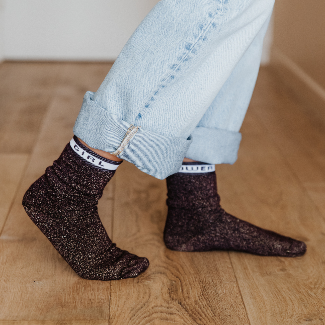 Chaussettes Girl Power mauve T36-41