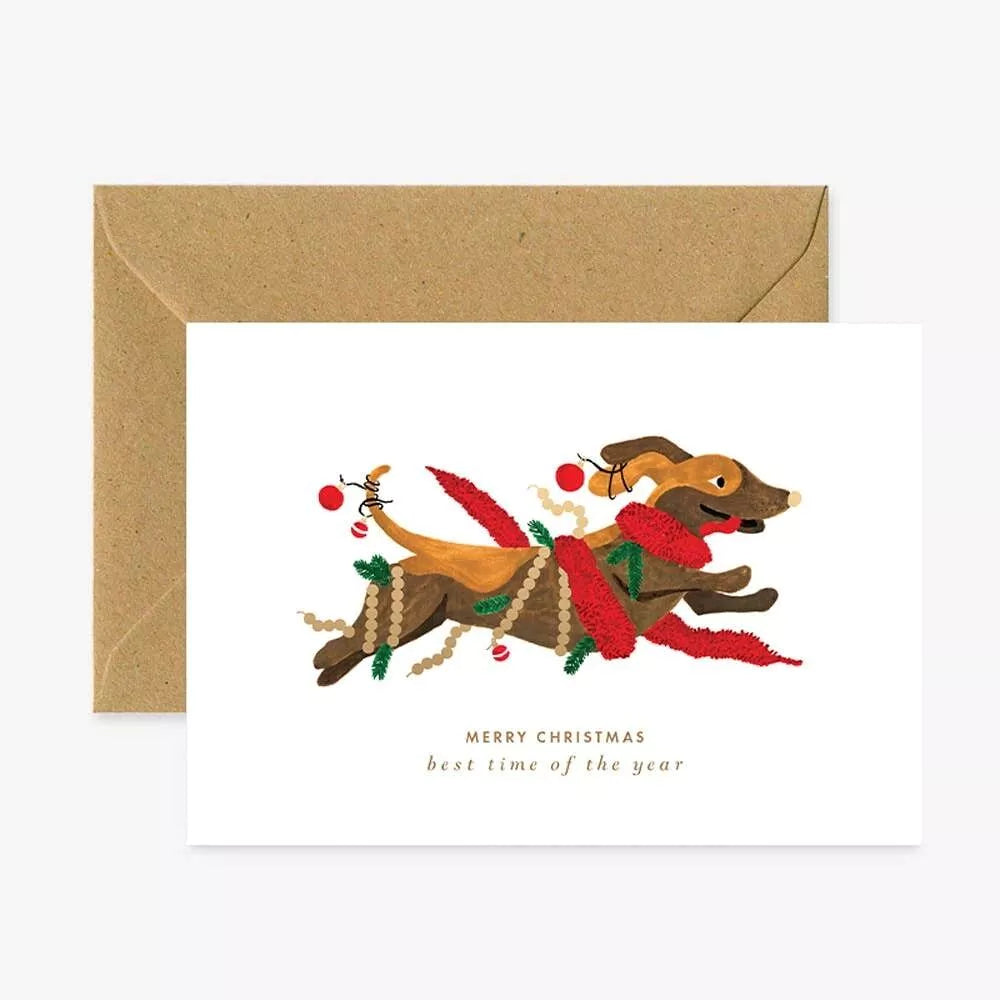 Carte double avec enveloppe - Xmas dog