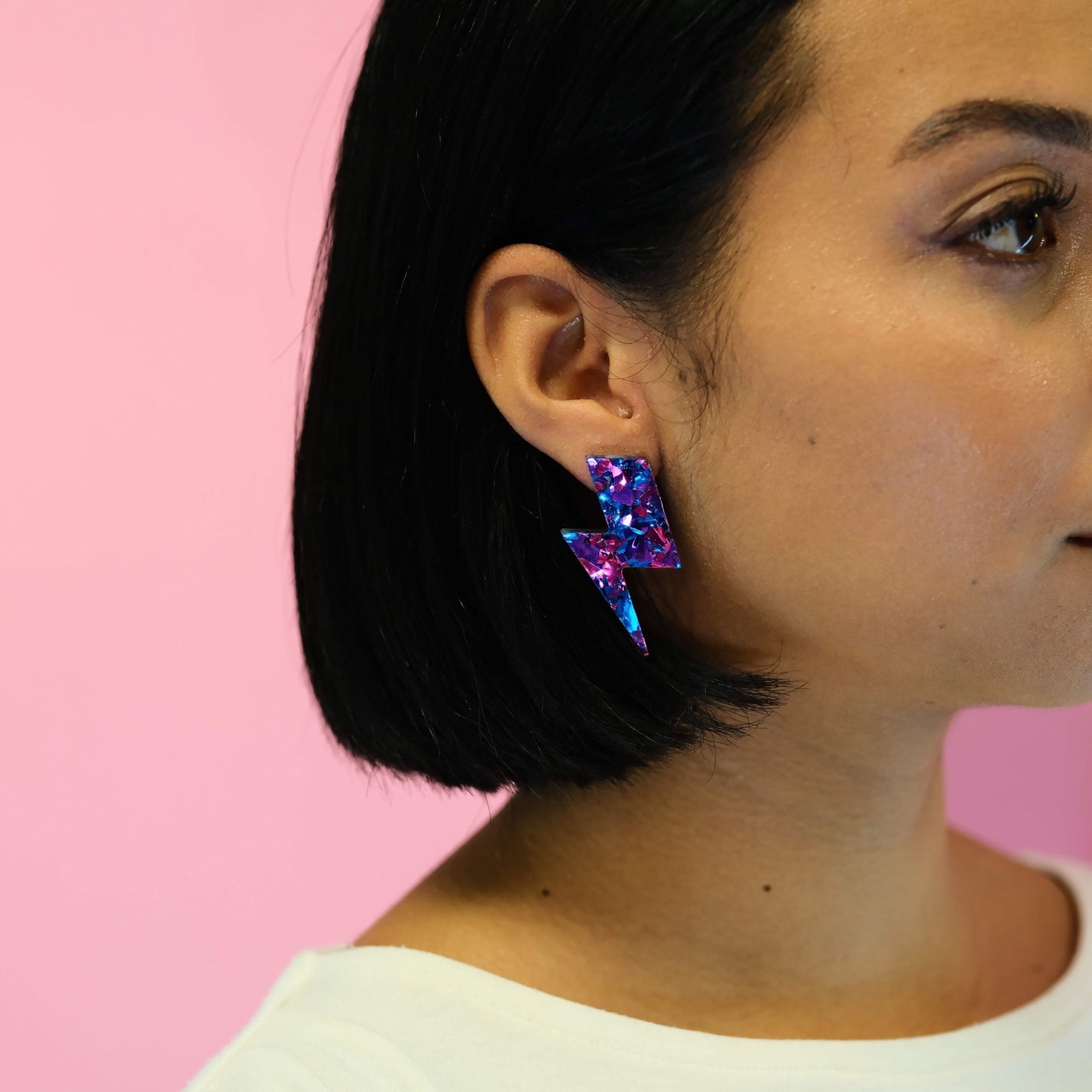 Boucles d’oreilles éclairs maxi multicolore bleu