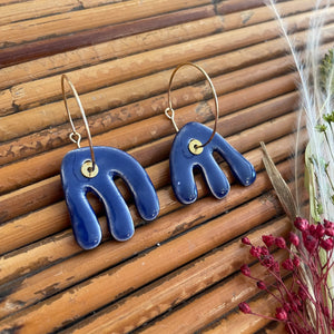 Boucles d'oreilles en céramique corails bleu