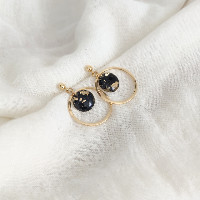 Boucles d'oreilles Louise Noir Gold