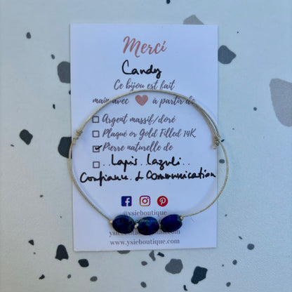 Bracelet Candy argenté avec pierres semi-précieuses