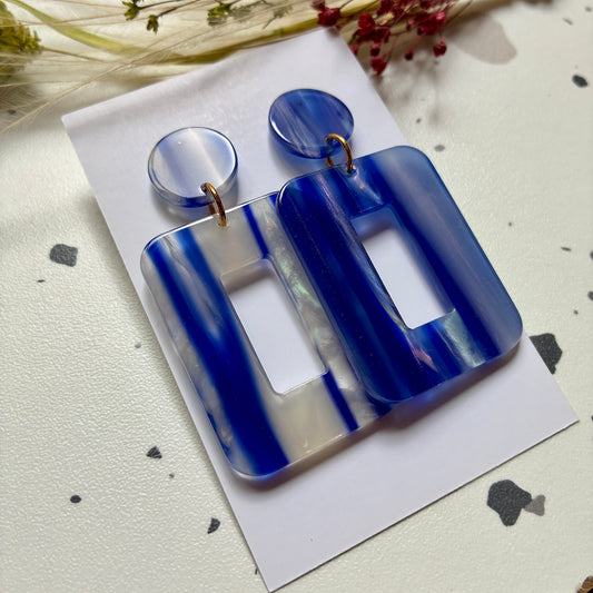 Boucles d’oreilles Carla rayures bleues