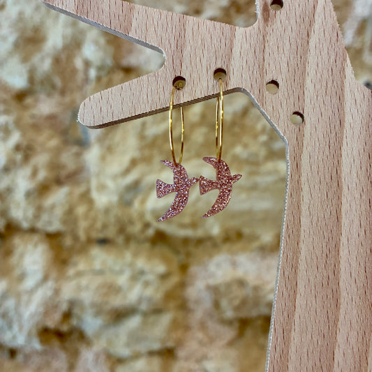 Boucles d’oreilles Flavie rose pailletté