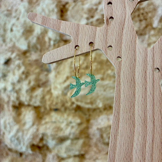 Boucles d’oreilles Flavie vert pailletté