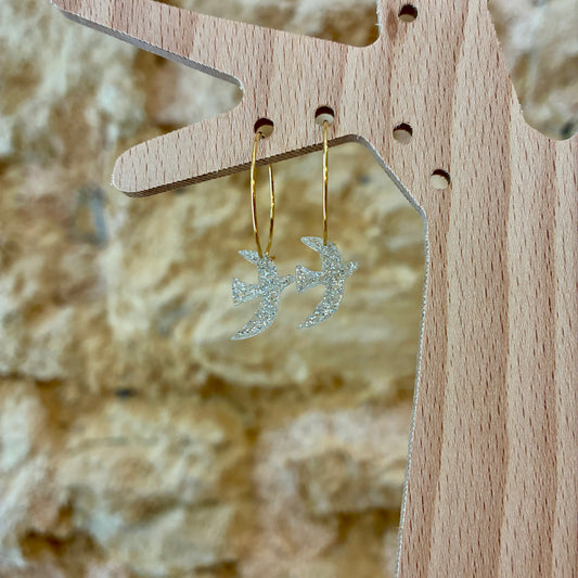 Boucles d’oreilles Flavie argenté pailletté