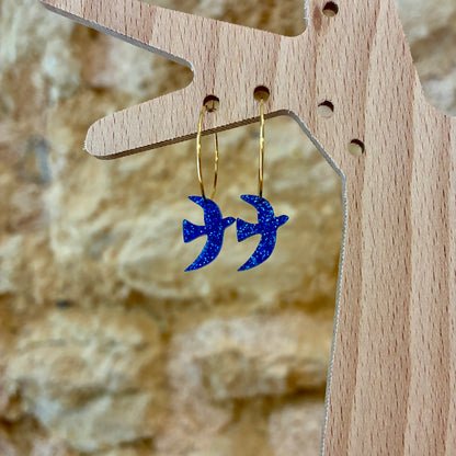 Boucles d’oreilles Flavie bleu pailletté