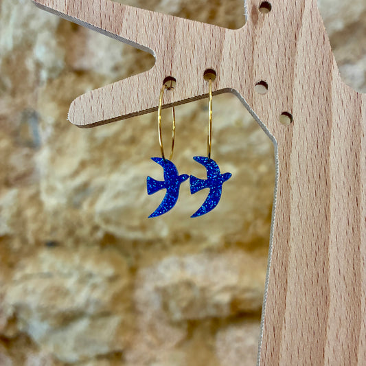 Boucles d’oreilles Flavie bleu pailletté