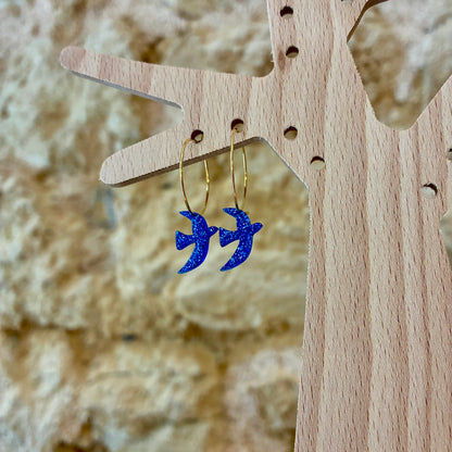 Boucles d’oreilles Flavie bleu pailletté