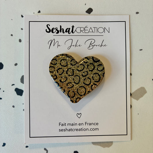 Broche Coeur léopard
