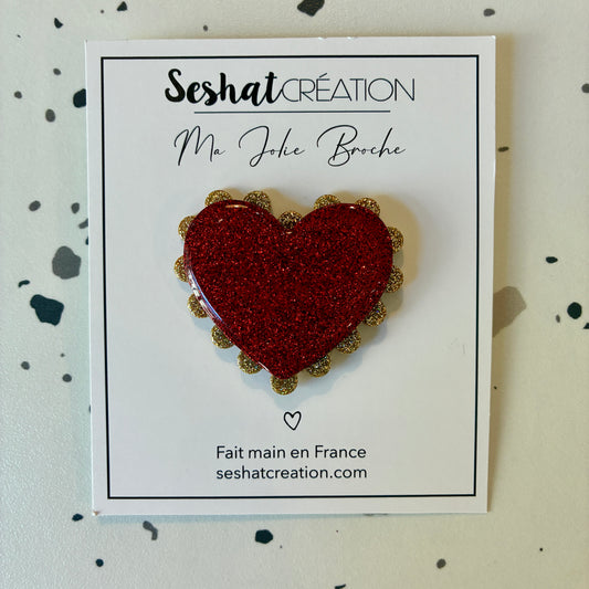 Broche Cœur rouge