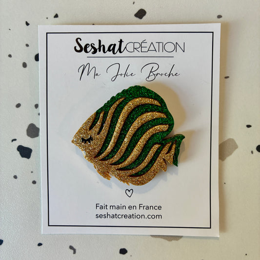 Broche Poisson vert