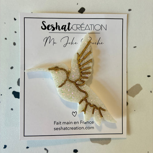 Broche Bird blanc