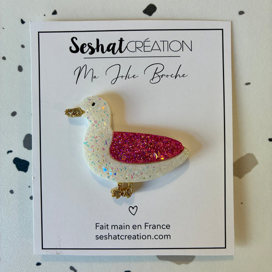Broche Mouette rose