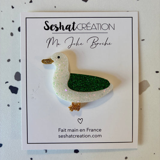 Broche Mouette vert