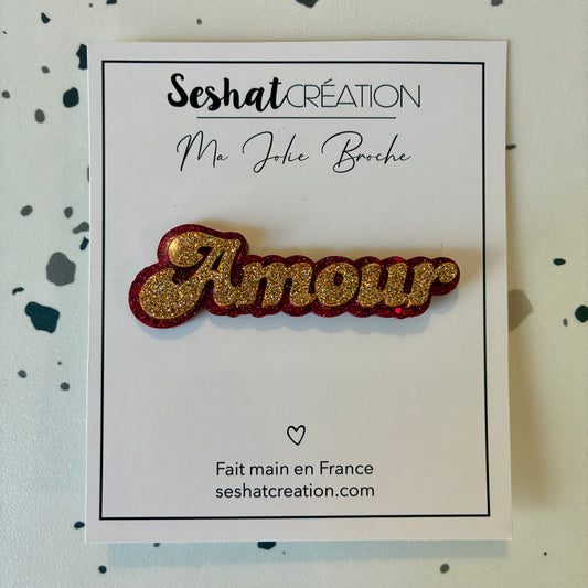 Broche Amour rose