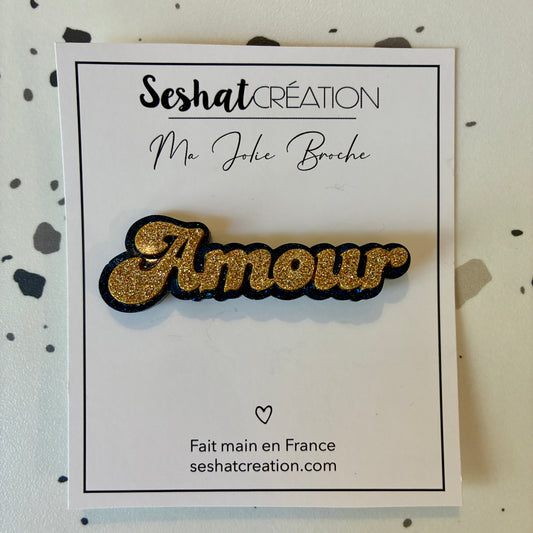 Broche Amour bleu
