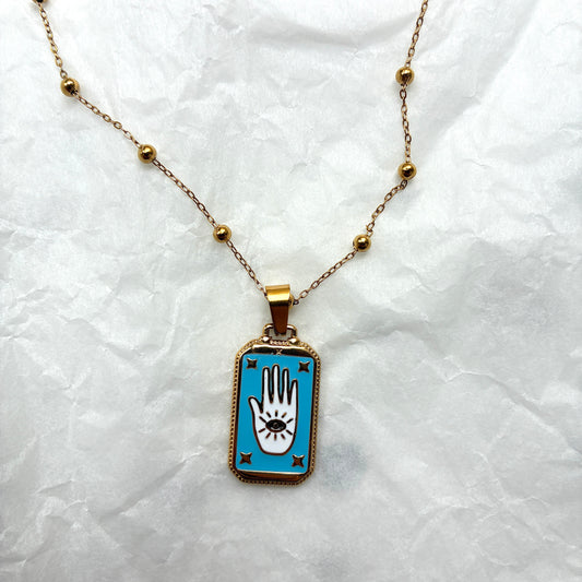 Collier Main bleu ciel